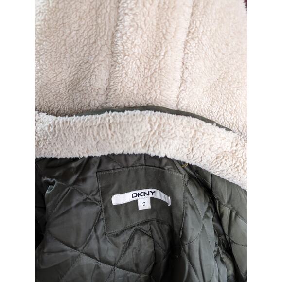 DKNY Women's Faux-Fur Hooded Parka Anorak Jacket Olive Green - Picture 4 of 11